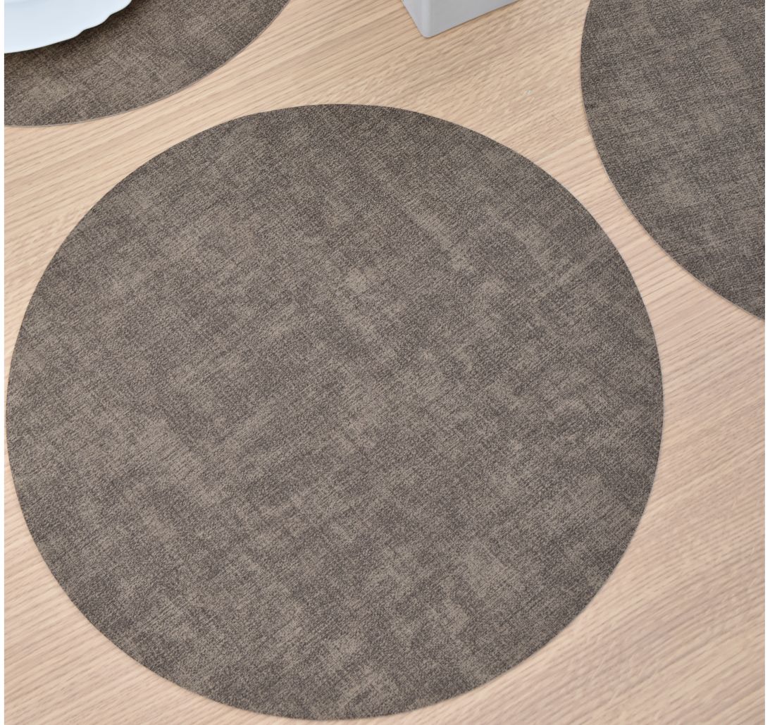 Individual eco cuero redondo simil lino - Imagen 2