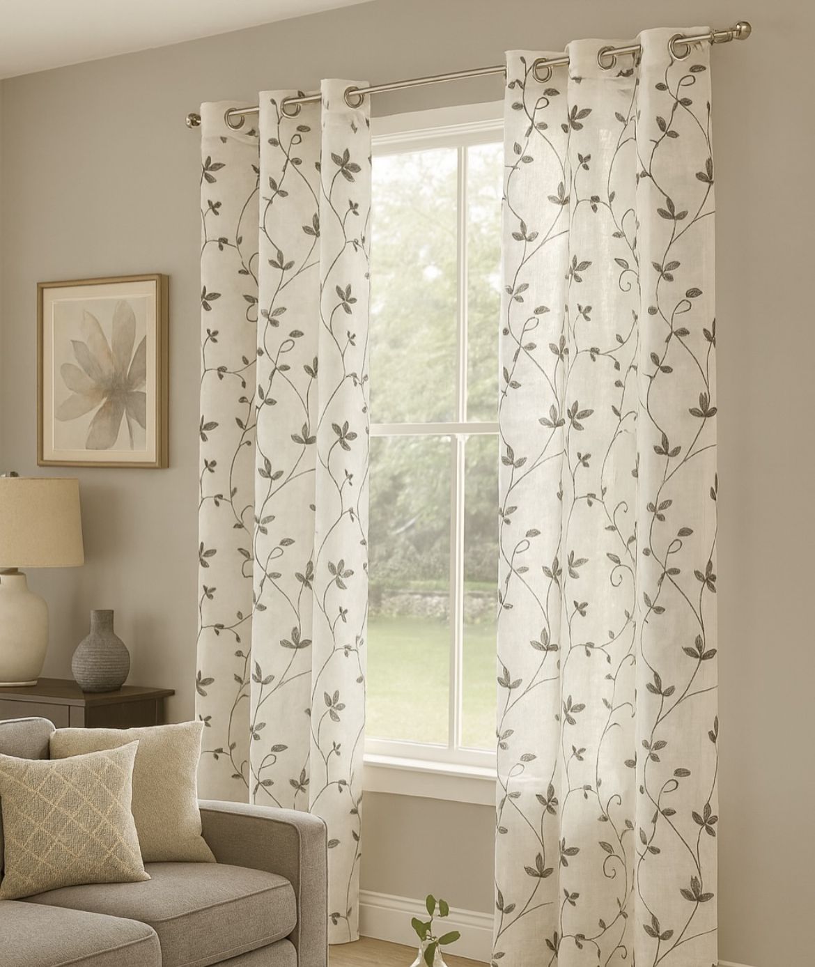 Cortina Voile Bordada