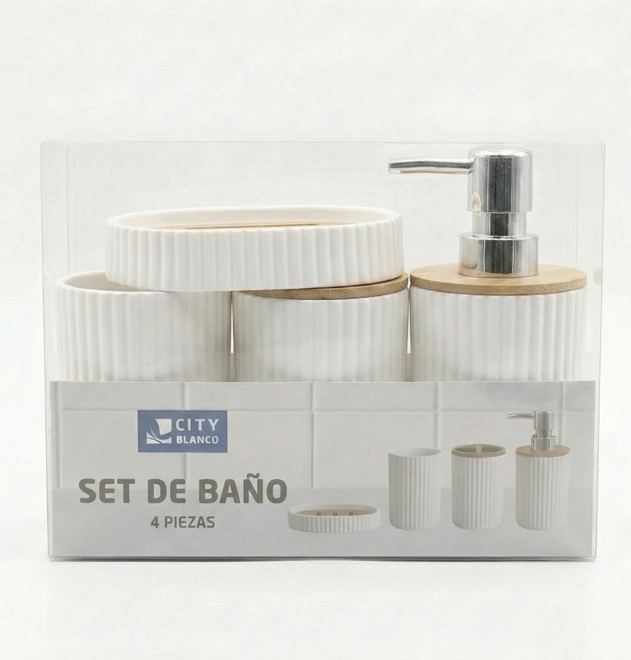 Set de baño 4 piezas rayado  - Imagen 4
