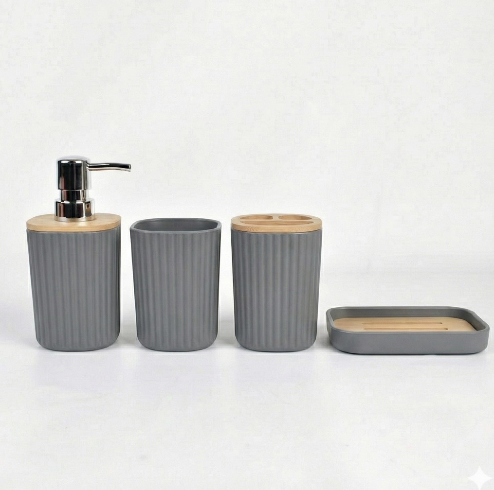 Set de baño 4 piezas rayado  - Imagen 3