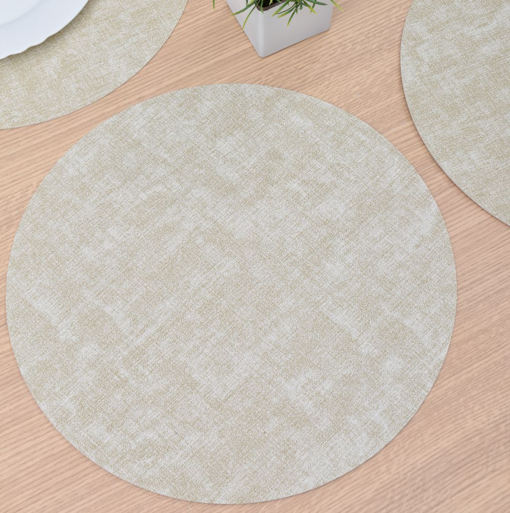 Individual eco cuero redondo simil lino