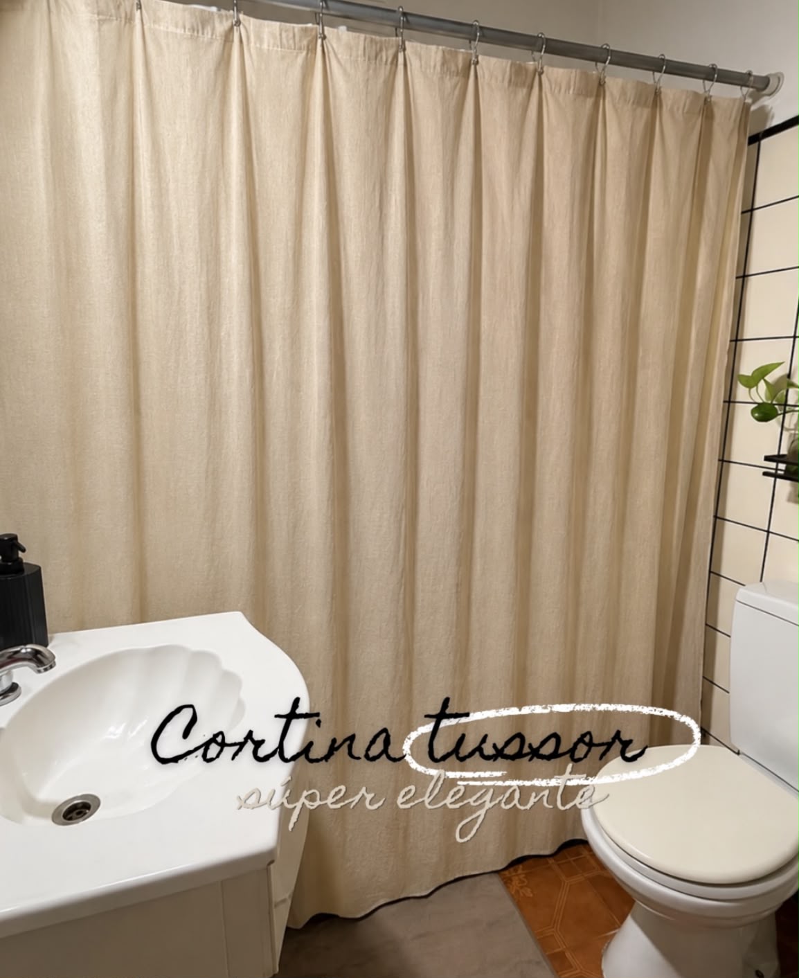 Cortina de baño en tussor
